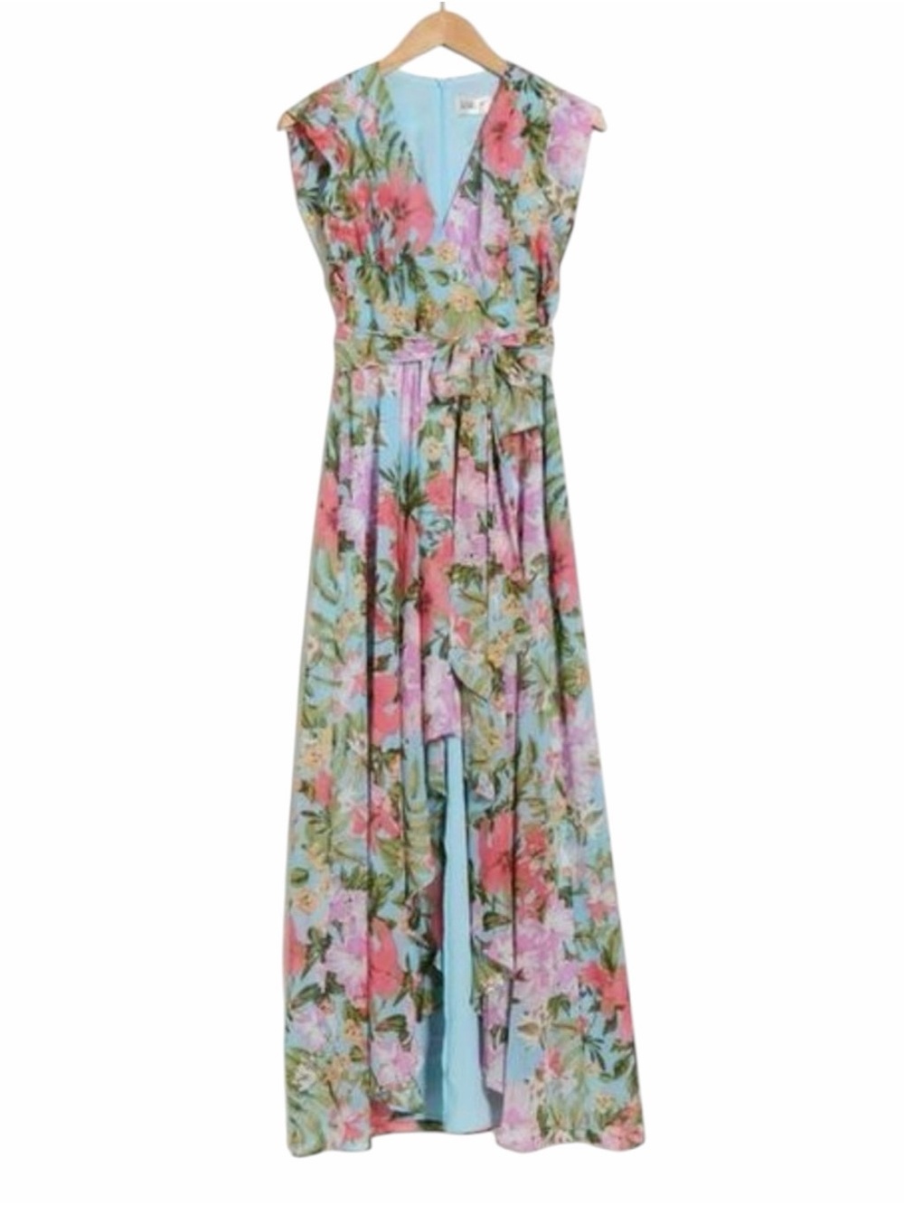 Eliza J Obi Floral Cap Sleeve High-Low Maxi Dress Size 8